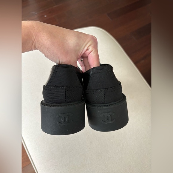 Chanel Loafers 21B Black CC Lace Up Oxford Platform Shoes EUR 40 US 9 - Picture 7 of 16